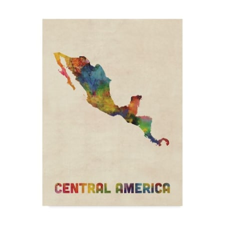 Michael Tompsett 'Central America And Mexico Watercolor Map' Canvas Art,18x24